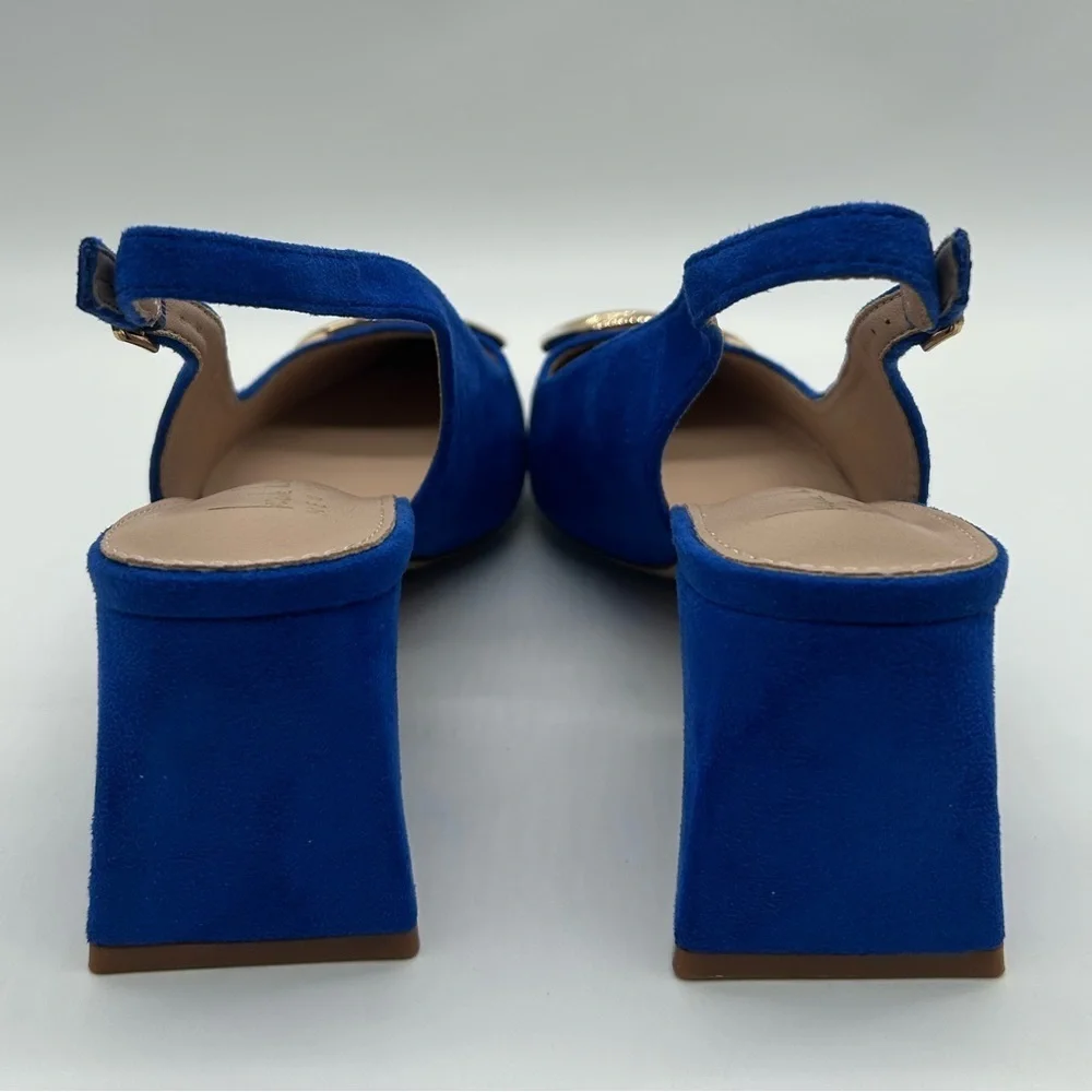 Nicole Miller New York Melrose Blue Faux Suede Women’s Slingback Heel Pumps 8.5